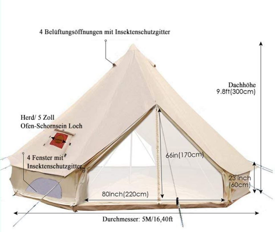 FENEK . SHOP – Luxus Camping Zelt Ø5 Meter